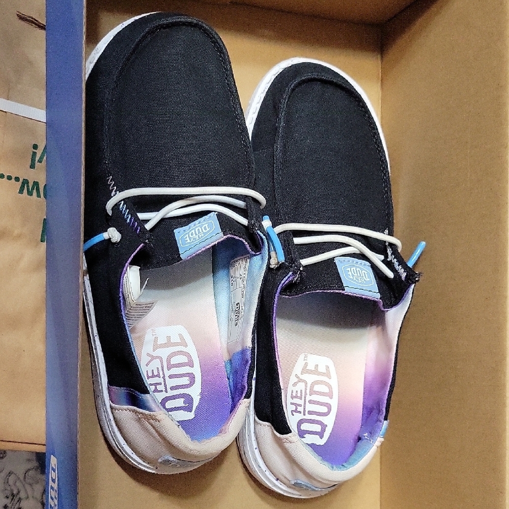 Hey Dude Black and Purple Kids Sneakers